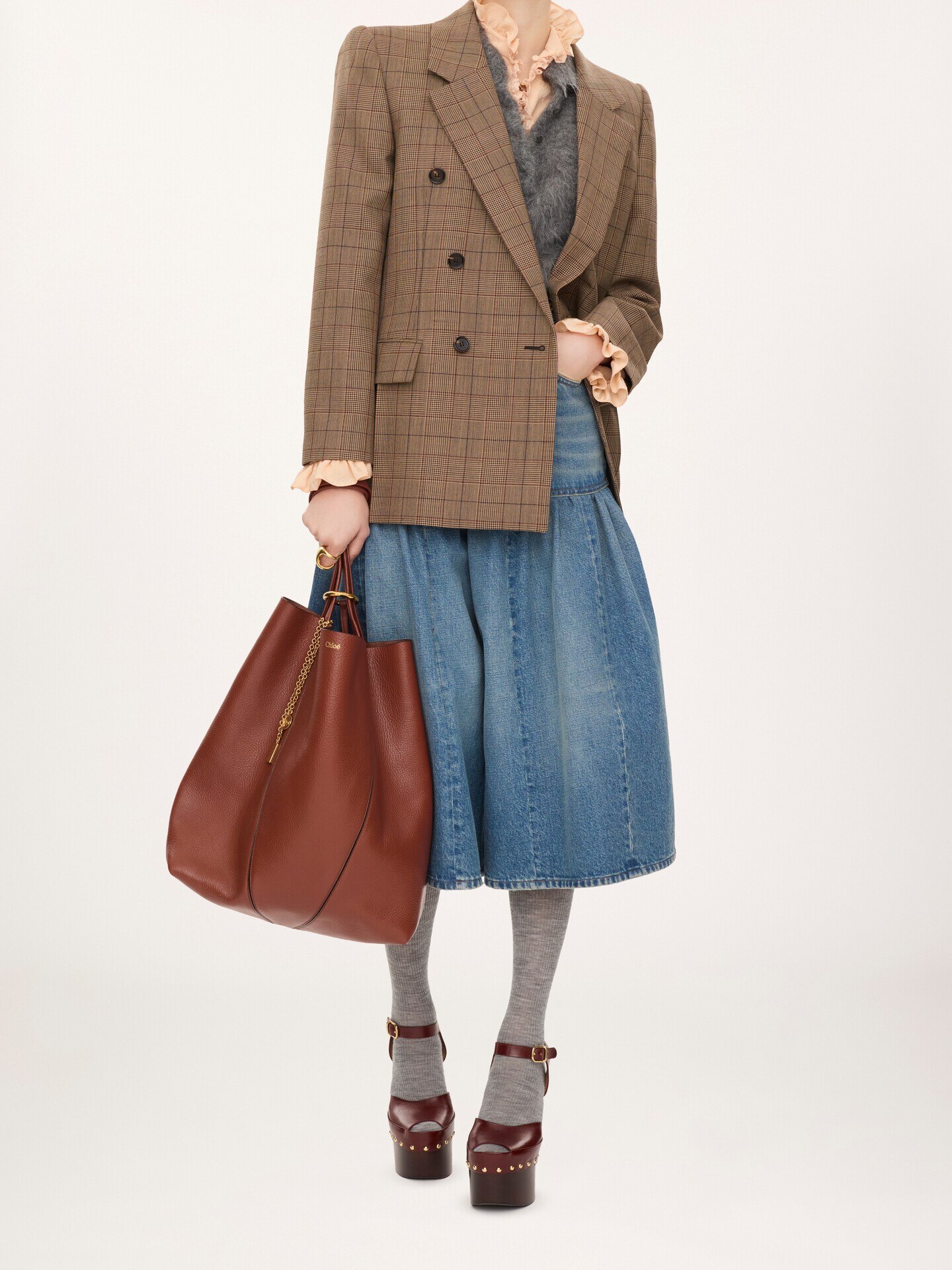 Bolso tote Chlo&eacute; Spin grande de cuero granulado - 7