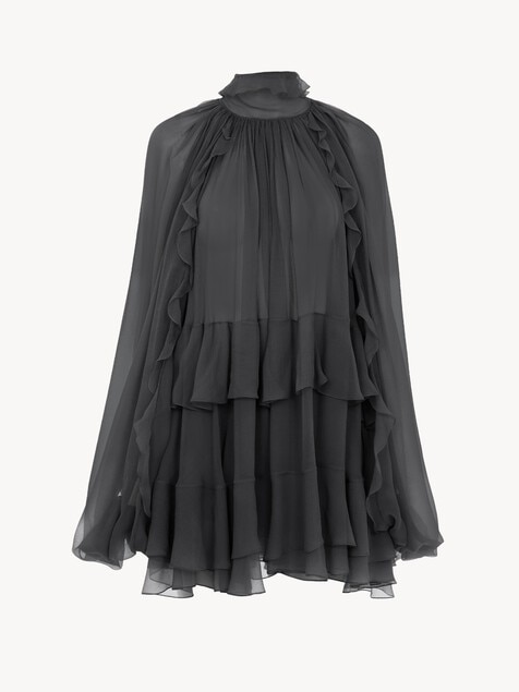 Minivestido capa de muselina de seda