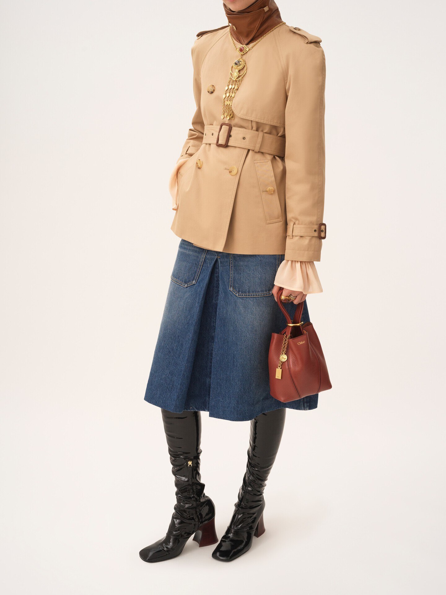 Small Chloé Spin tote bag in grained leather - 7