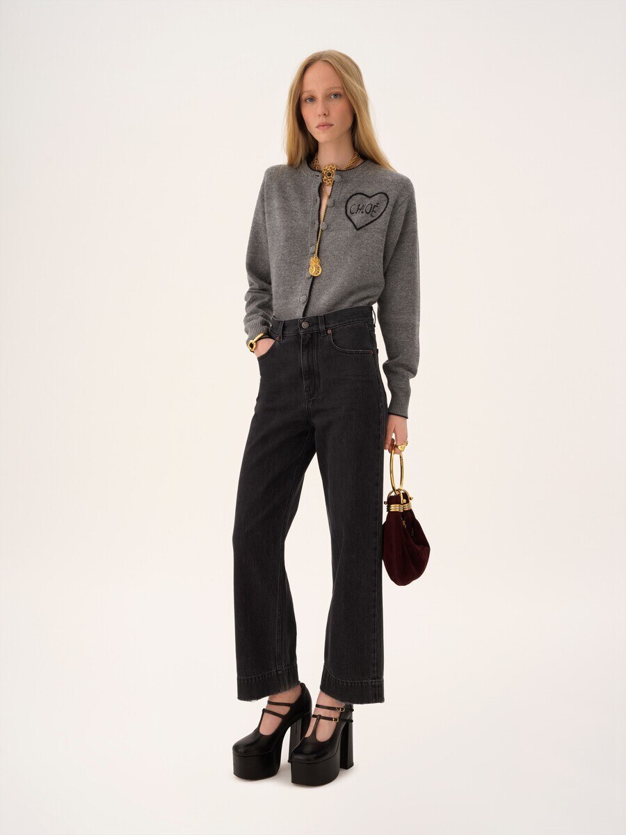 Fitted logo cardigan in a wool & cashmere knit - 3