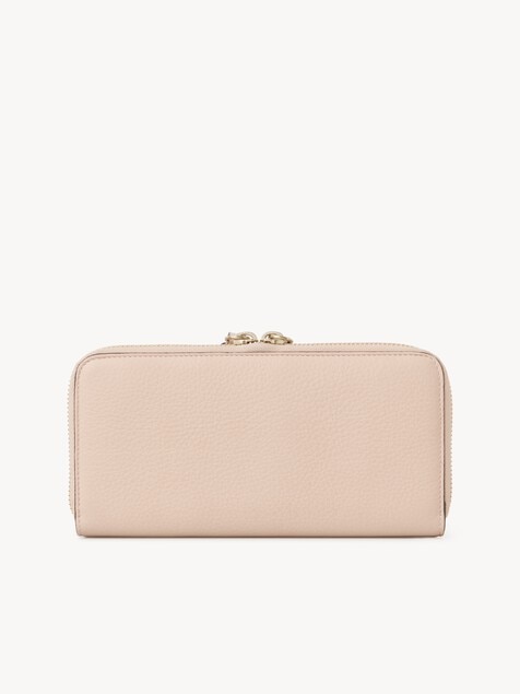 Cartera larga con cremallera Alphabet de cuero granulado