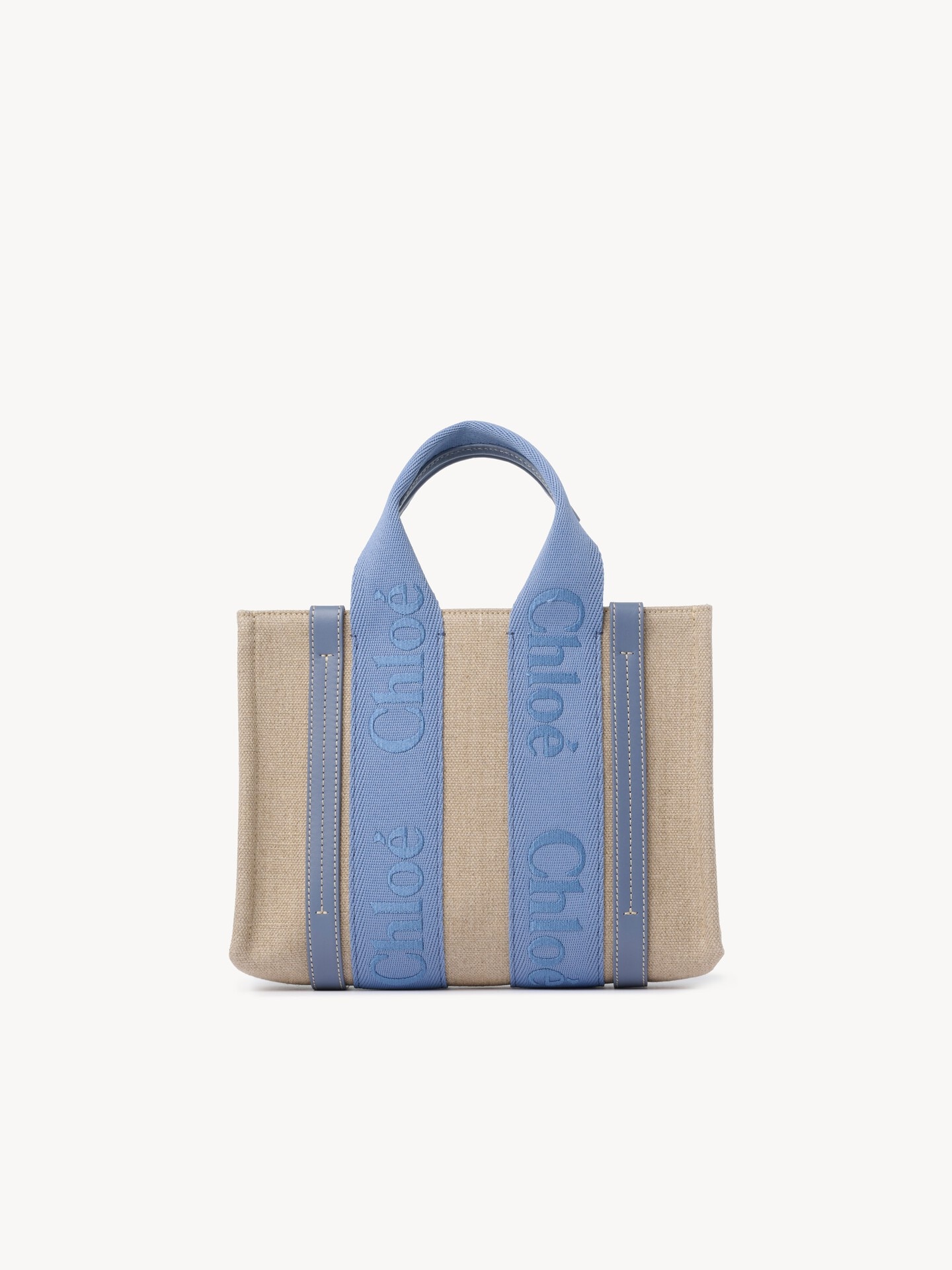 Small Woody tote bag in linen - 5
