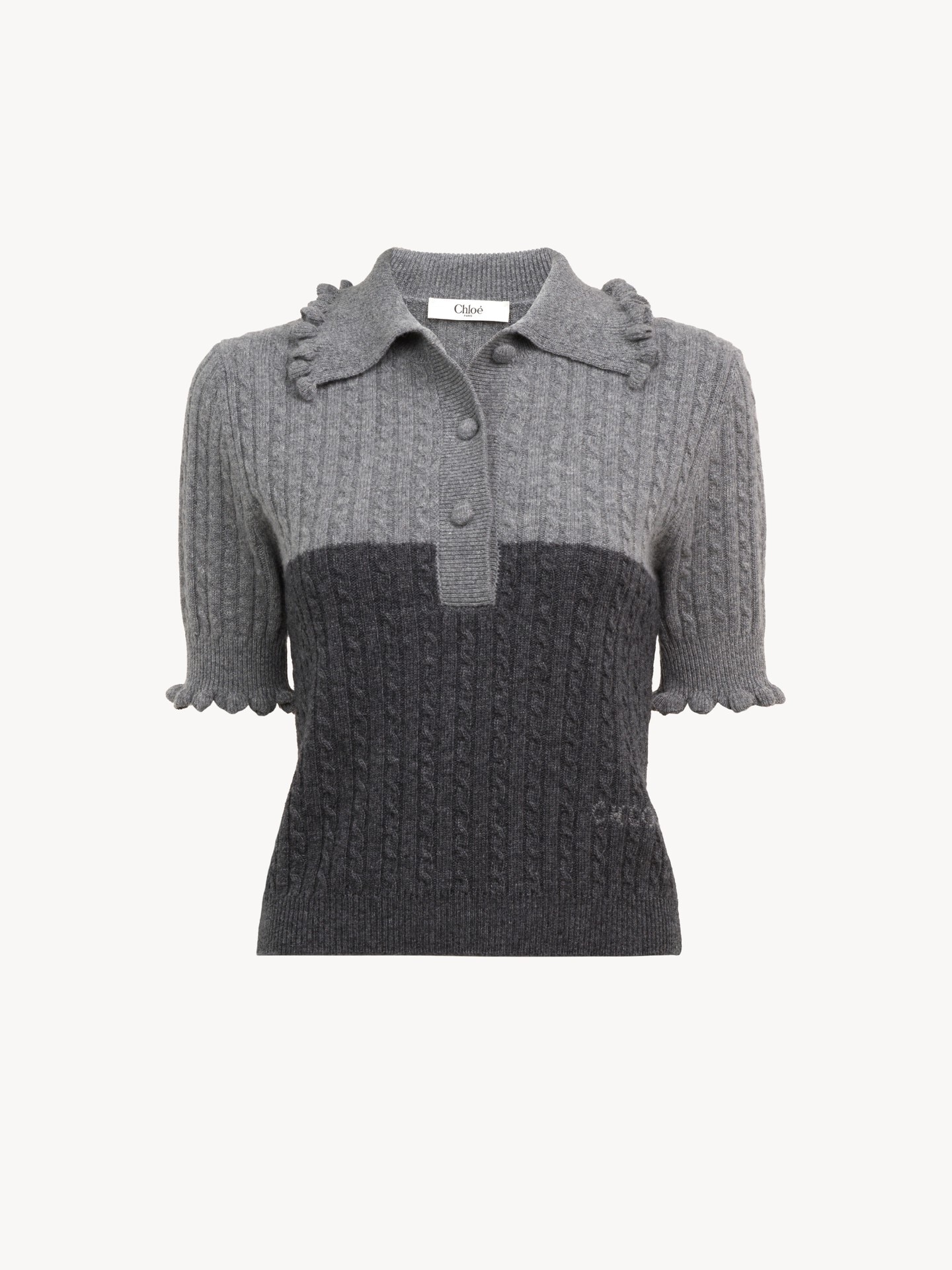 Short-sleeve polo jumper in a wool & cashmere knit - 2
