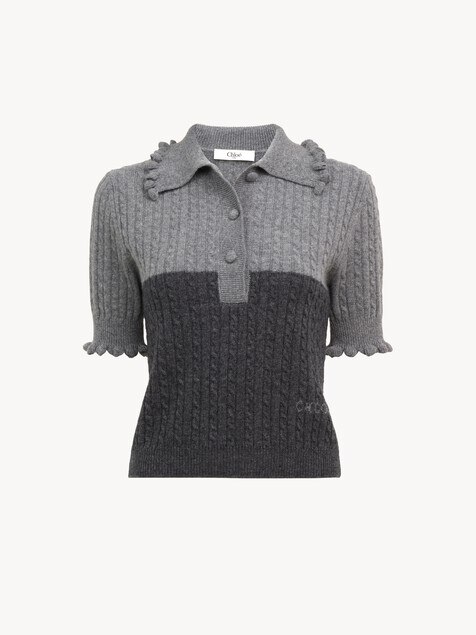 Short-sleeve polo jumper in a wool & cashmere knit