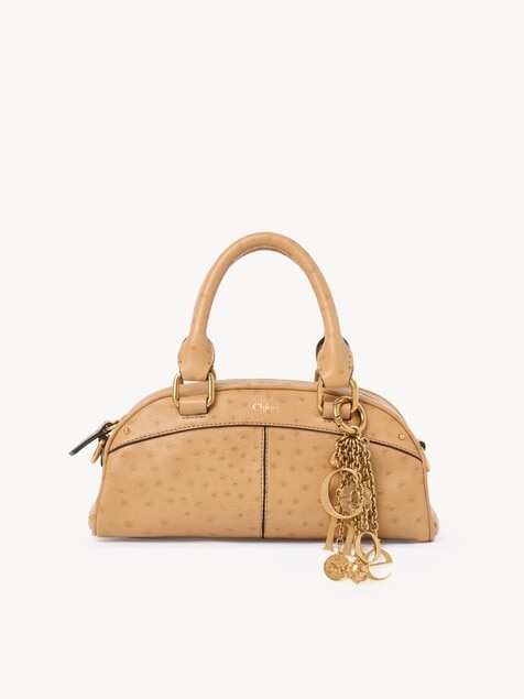 Small Chloé bowling bag in ostrich-effect leather
