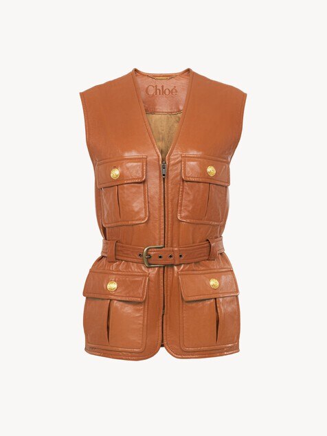 Utilitarian vest in soft leather