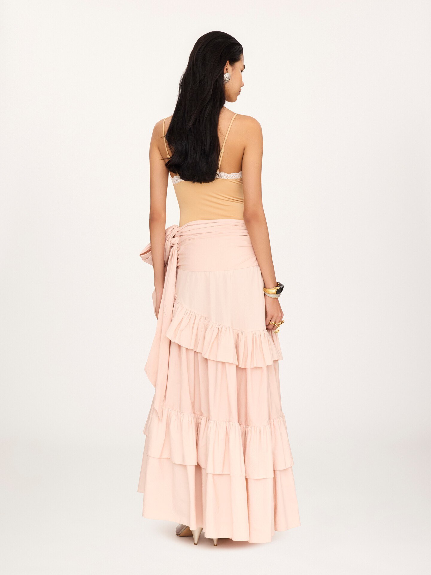 Long ruffled skirt in cotton poplin - 5