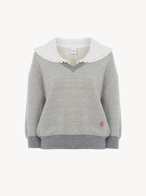 Collared jumper in chiné fleece