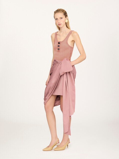 Fitted Henley tank top in cotton jersey