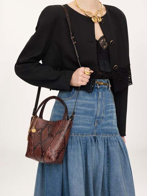 Bolso tote Chlo&eacute; Spin peque&ntilde;o cuero efecto pit&oacute;n