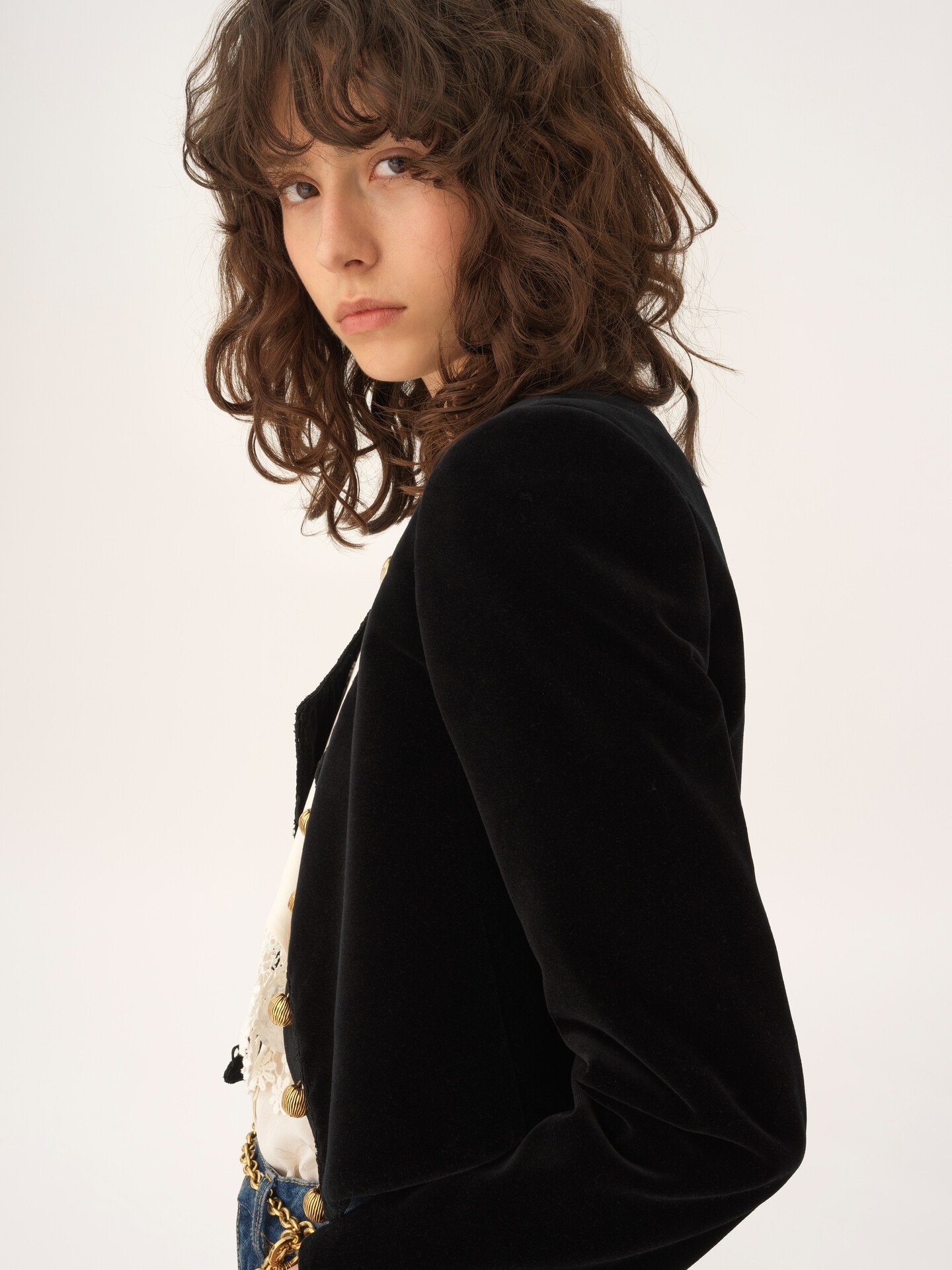 Cropped Spencer jacket in velvet - 6