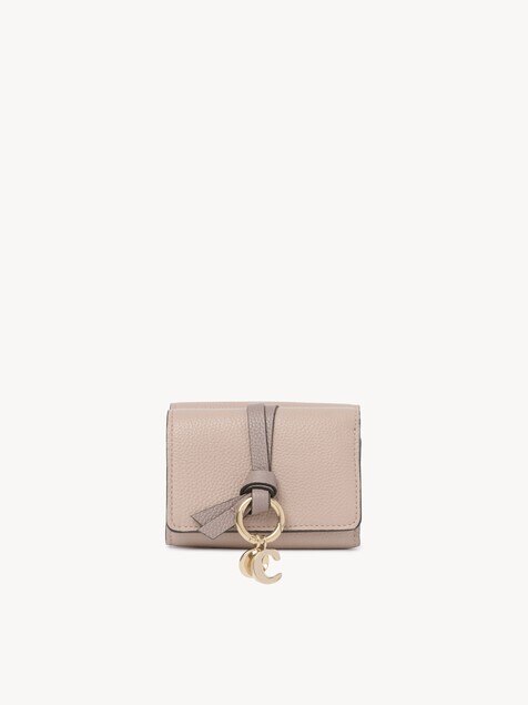 Mini Alphabet tri-fold in grained leather