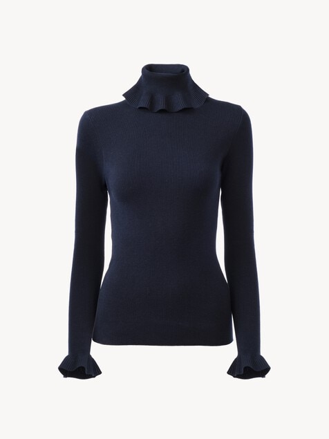 Fitted turtleneck jumper in a cotton & wool knit