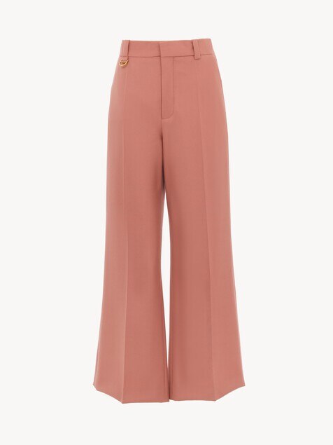 Pantalones de campana bootcut de gabardina de lana