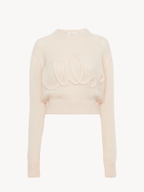 Logo jumper in alpaca wool & silk knit