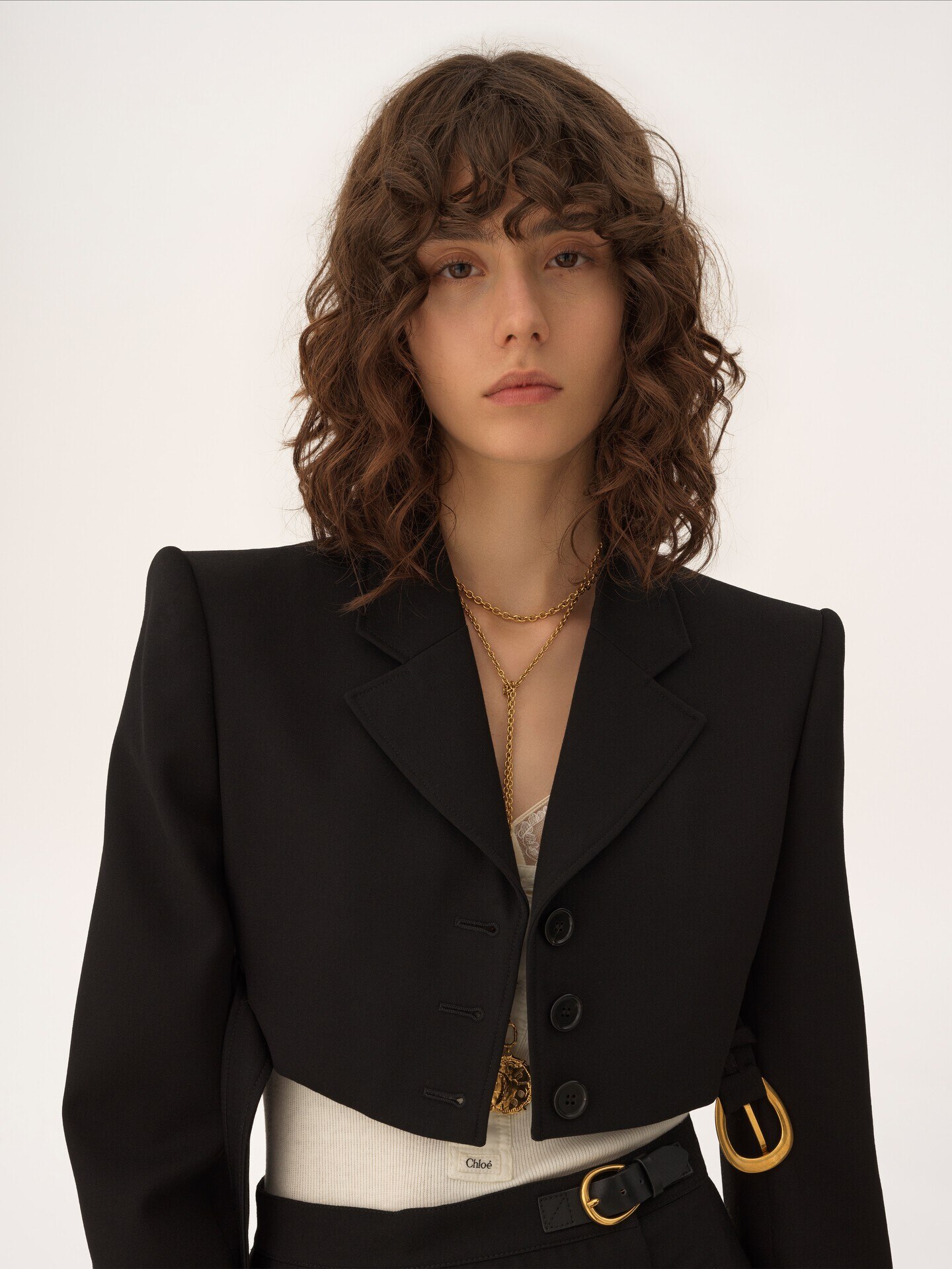 Cropped Spencer jacket in wool grain de poudre - 8