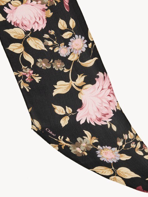The Chlo&eacute; Peonies bandeau scarf in silk charmeuse