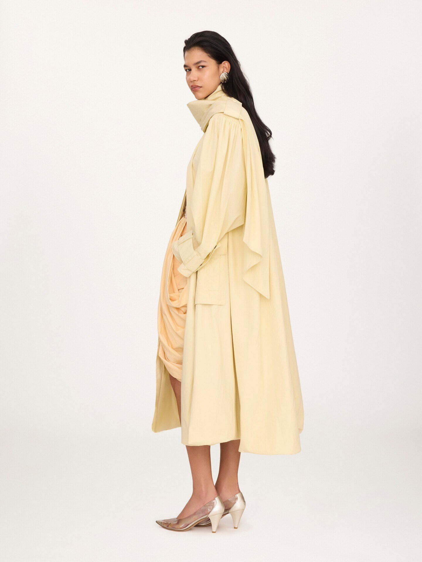 High-neck scarf trench coat in cotton poplin - 5