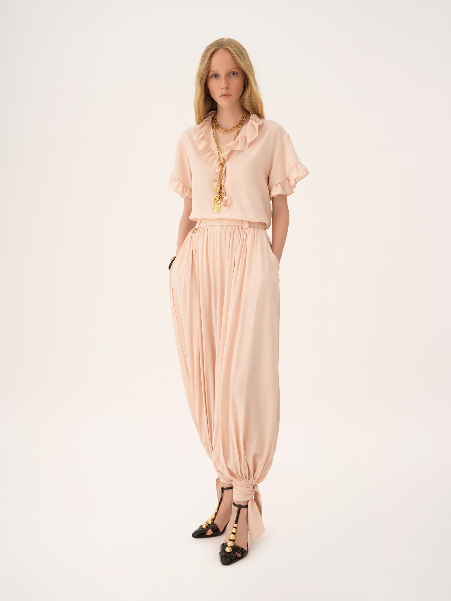 Fluid cropped trousers in silk - 3