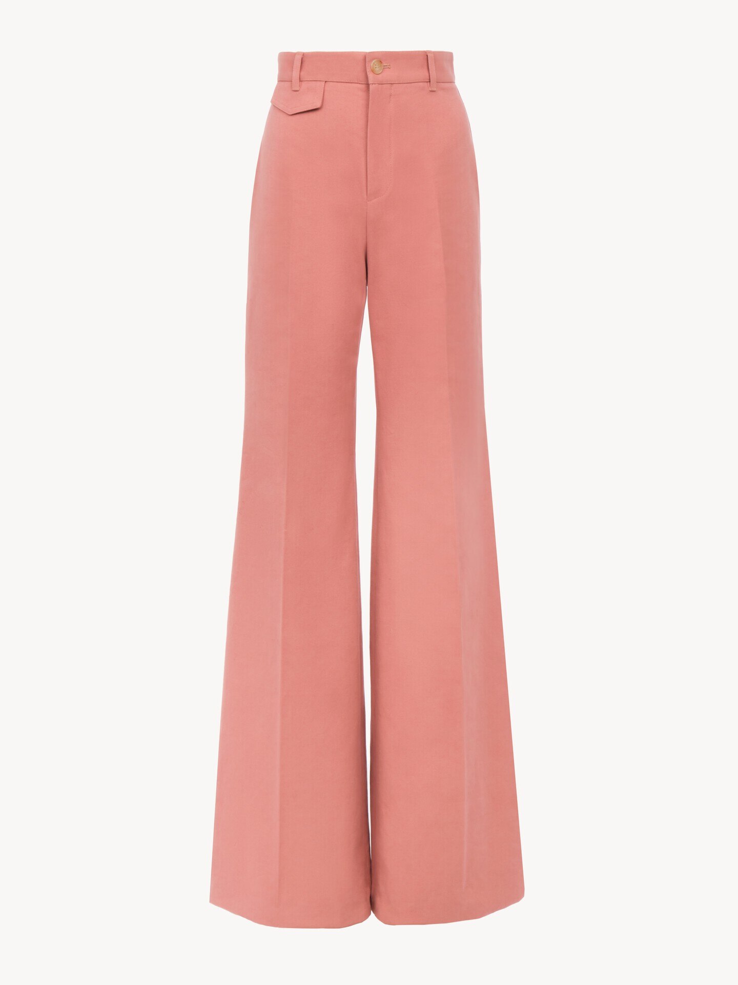 High-rise flared trousers in cotton canvas - 1