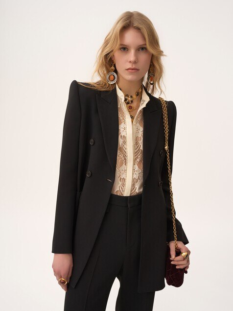 Double-breasted tailored jacket in a crêpe mix