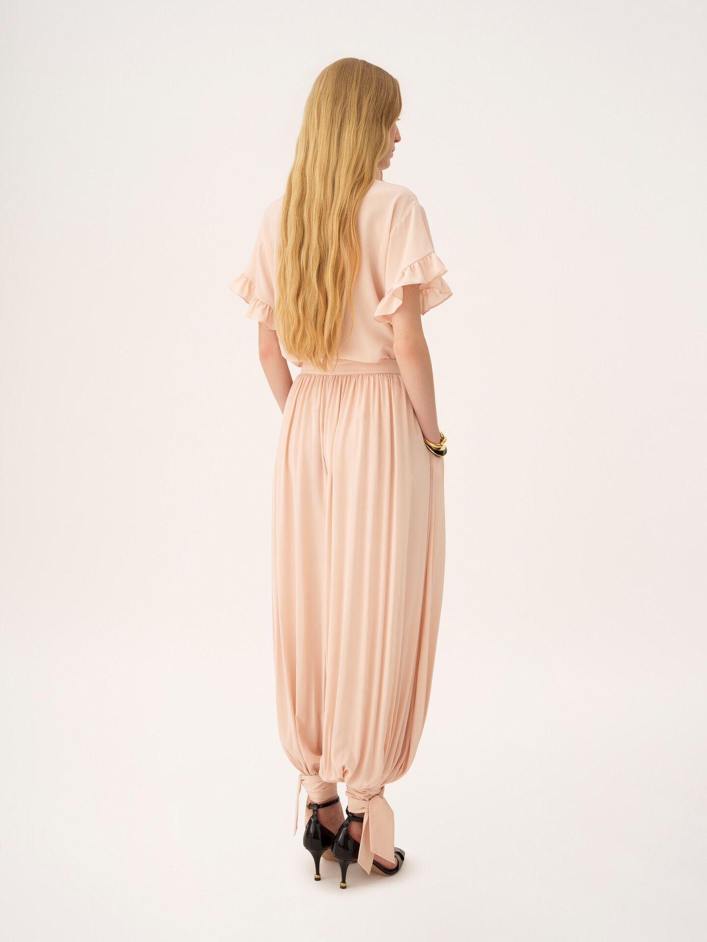 Fluid cropped trousers in silk - 5