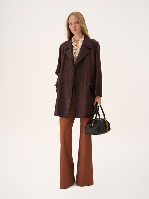 High-rise flared trousers in cotton canvas