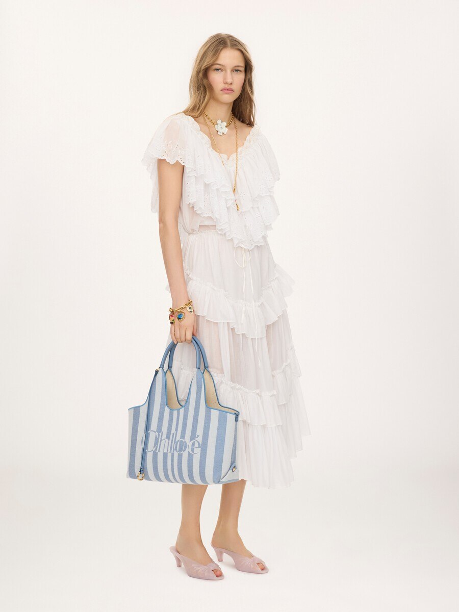 Chlo&eacute; Stripy east-west tote bag in jacquard - 9