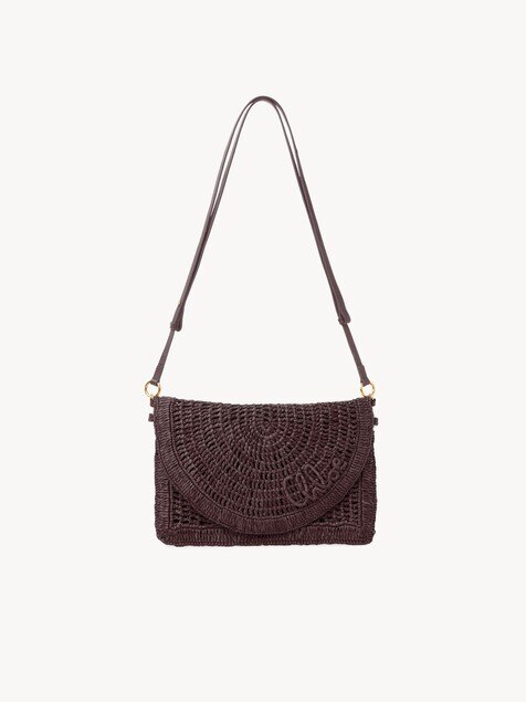 Summer Banana flat pouch with strap in raffia