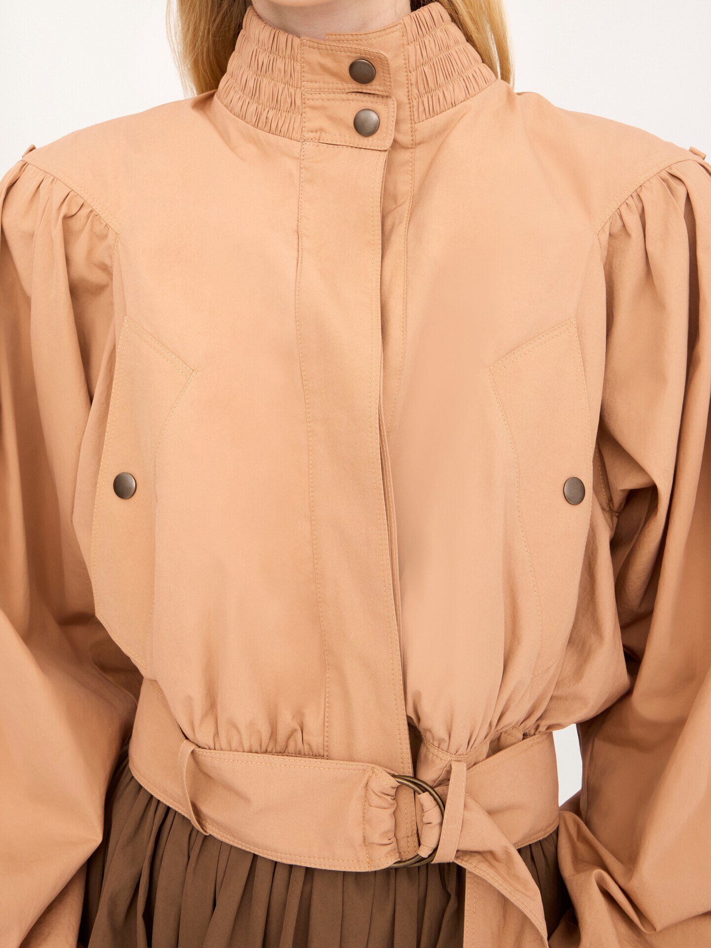 Gathered cropped jacket in cotton poplin - 5