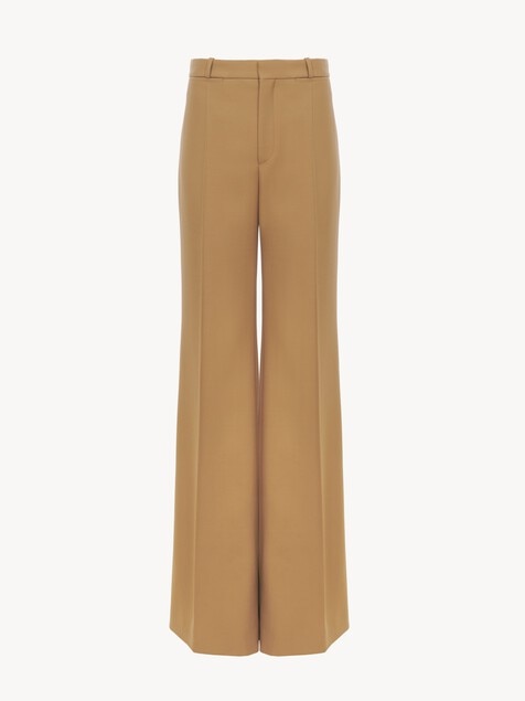 Pantalones de sastre acampanados de lana grain de poudre
