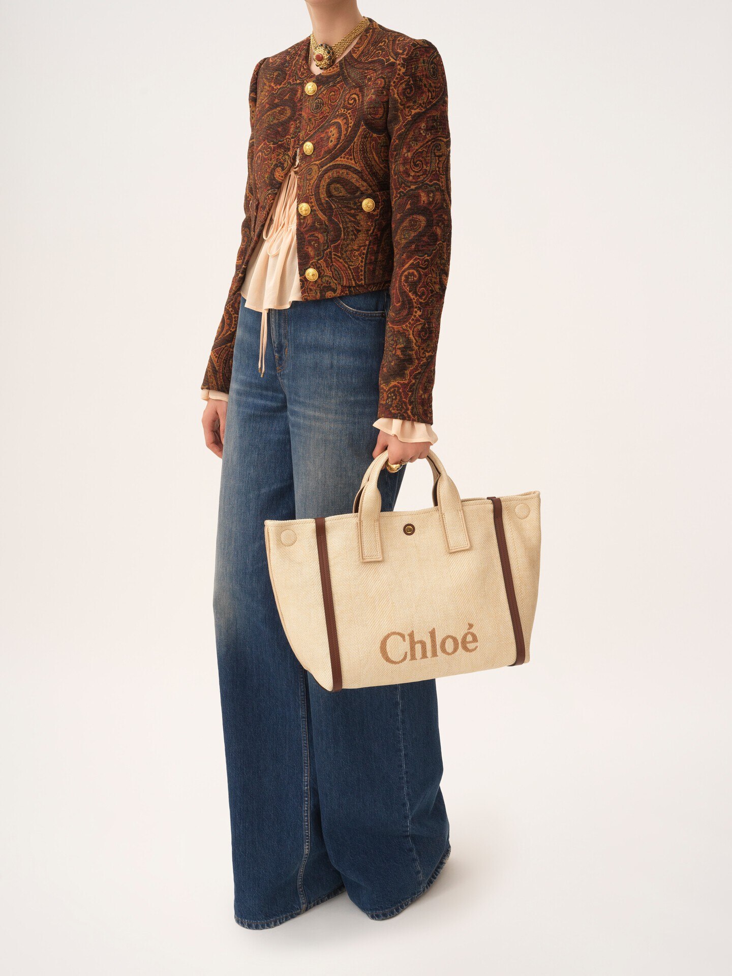 Chlo&eacute; Carry tote bag in raffia-effect fibres - 8