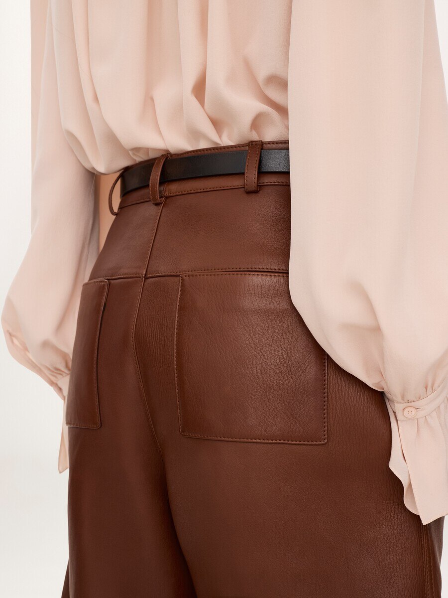 High-rise barrel pants in leather - 8