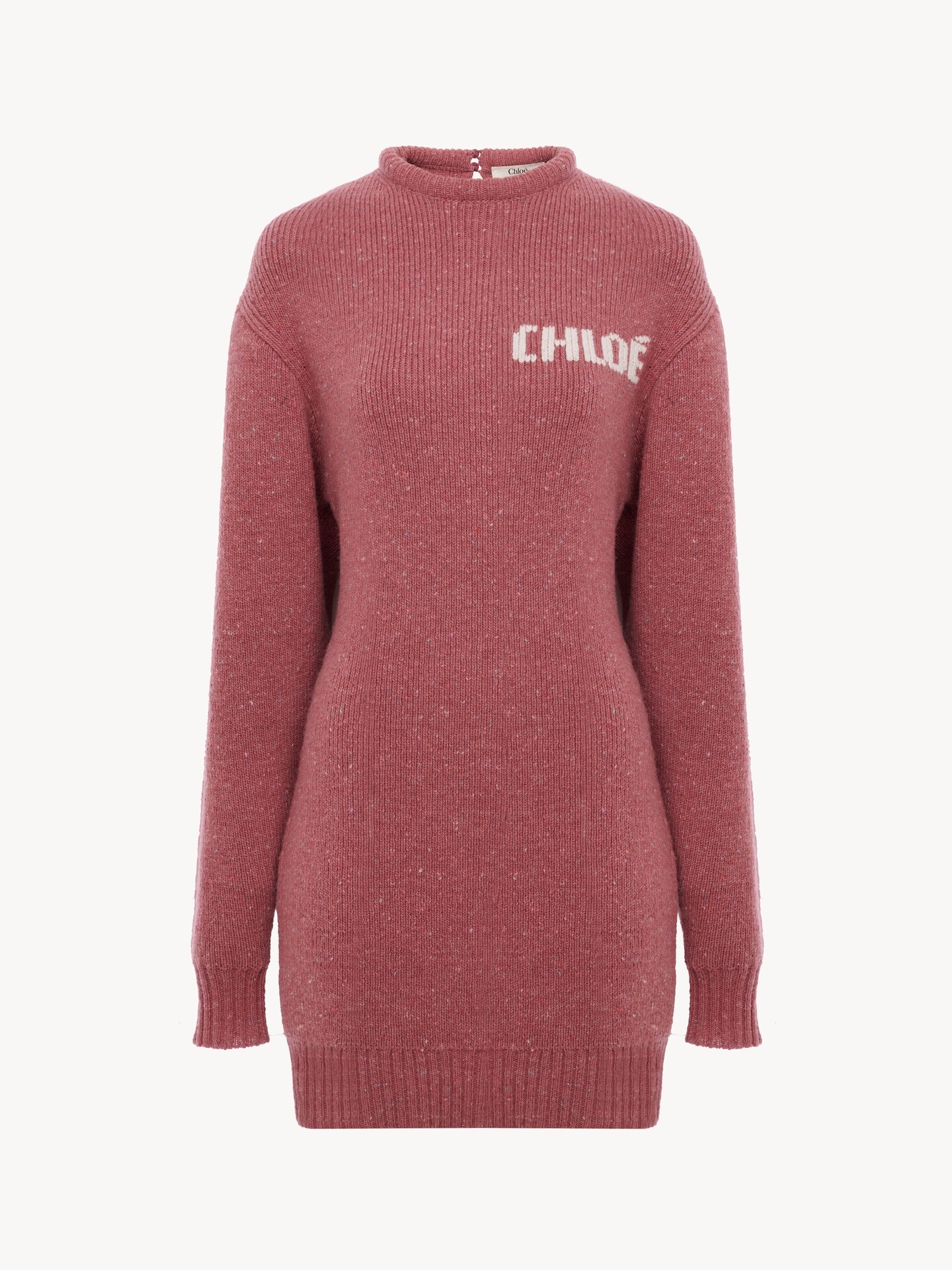 Long-sleeve logo mini dress in a merino wool knit - 2