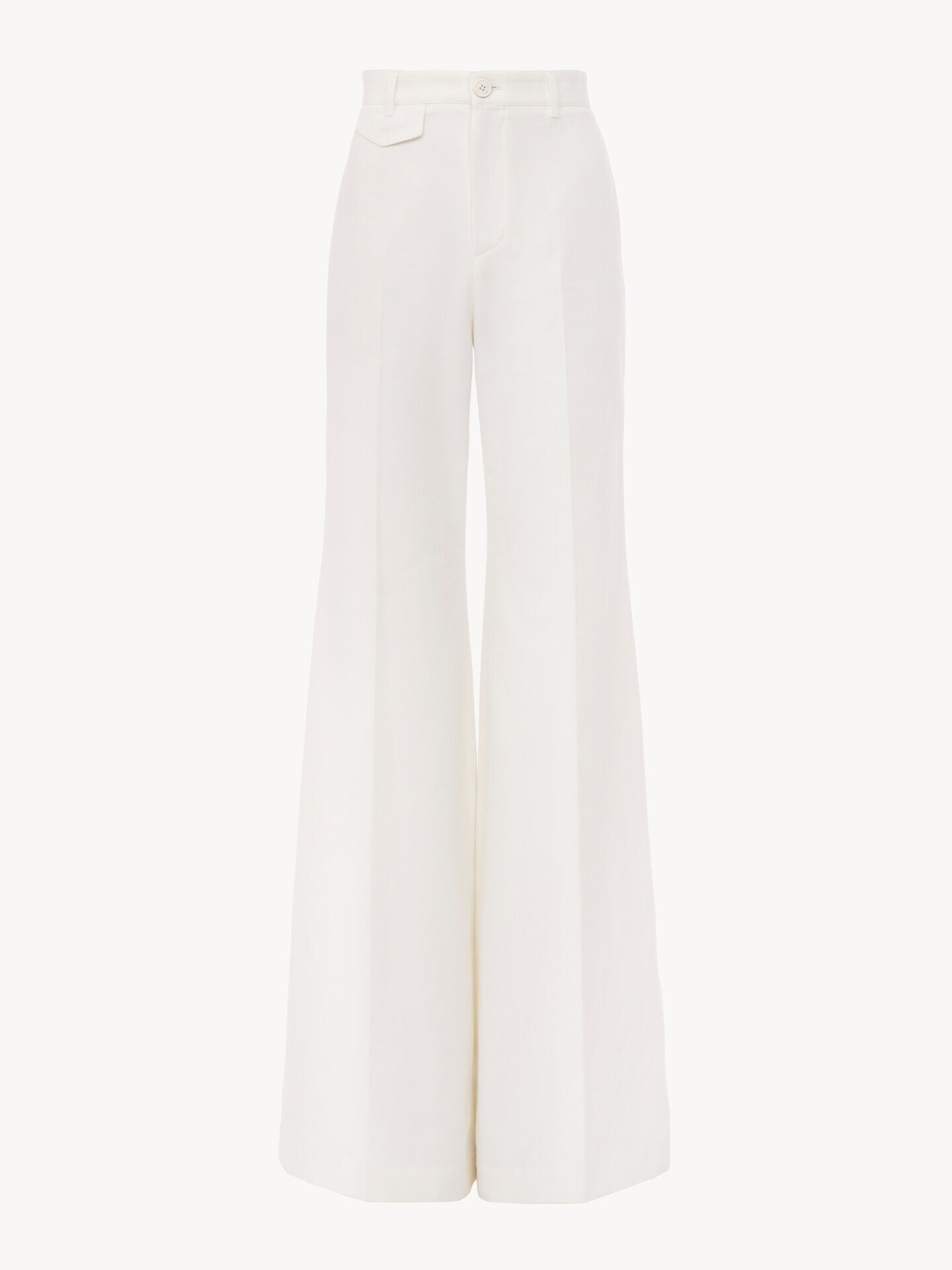 High-rise flared trousers in cotton canvas - 1