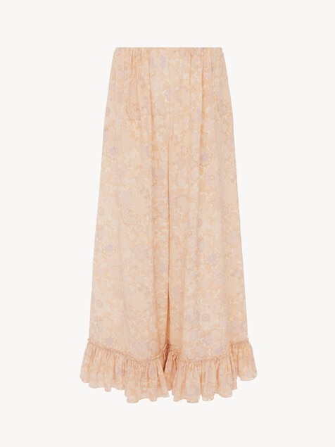 Cropped fluid pants in cr&ecirc;pe de chine