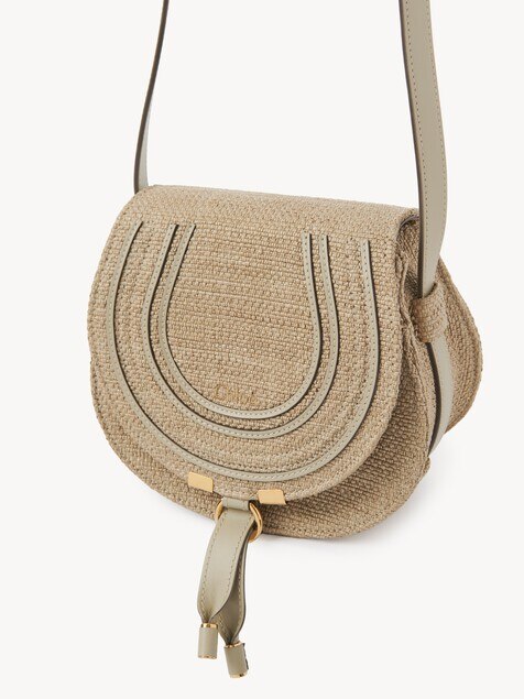 Small Marcie saddle bag in raffia-effect fibres