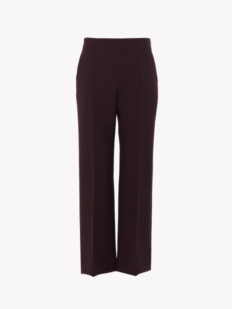 Straight cropped trousers in wool crêpe