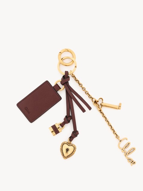 Charm para bolso llavero Chlo&eacute; Symbols Heart & Lock de lat&oacute;n y cuero