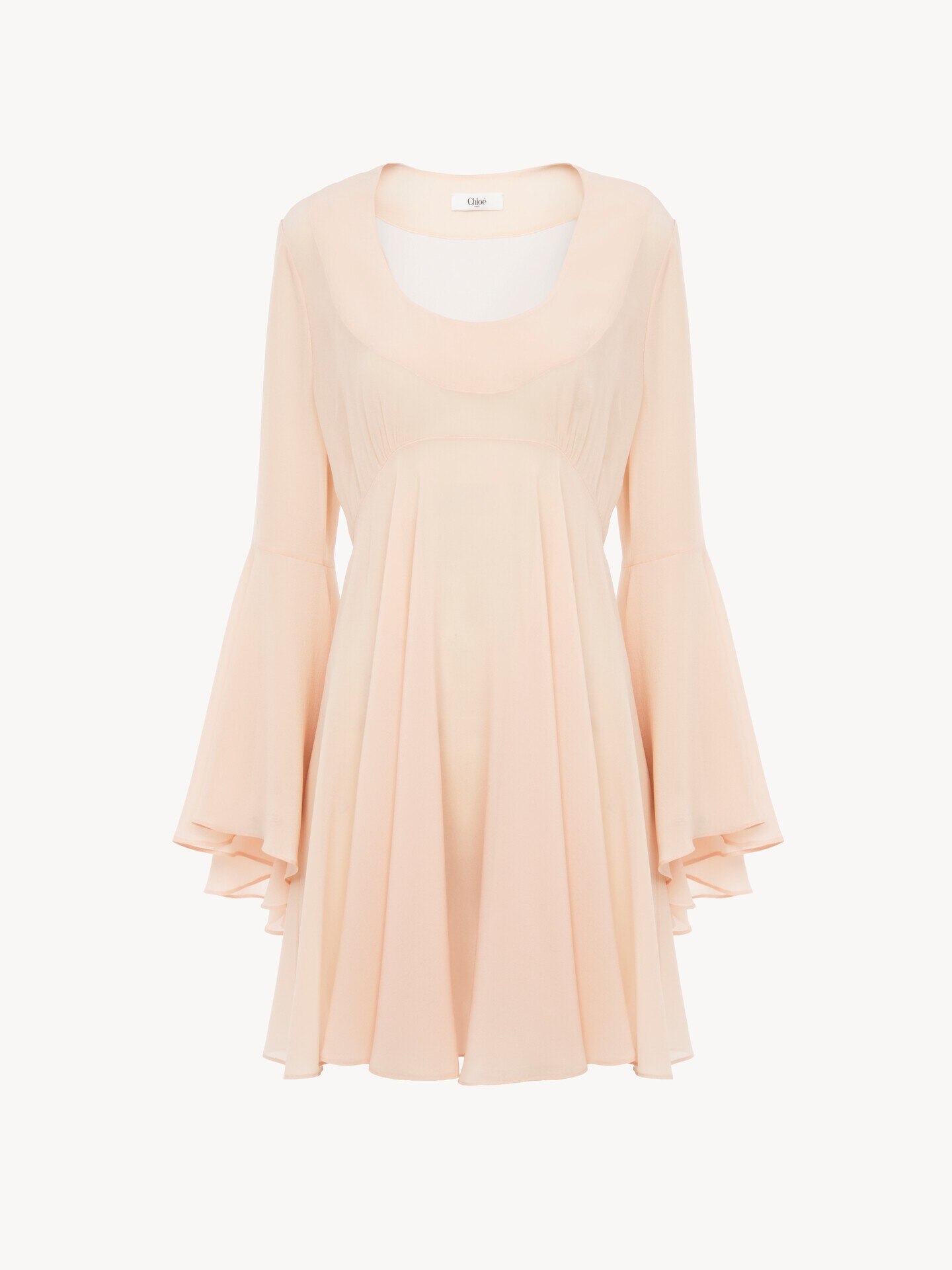 Flared mini dress in silk georgette - 2