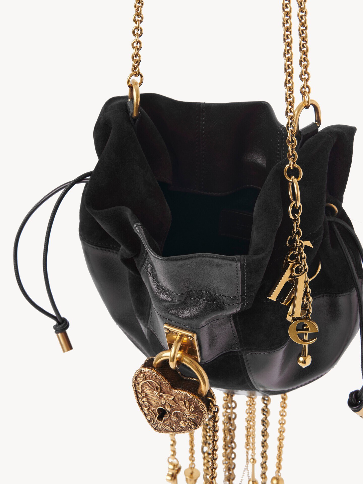 Château Treasures cross-body bag in grained & suede leather - 7