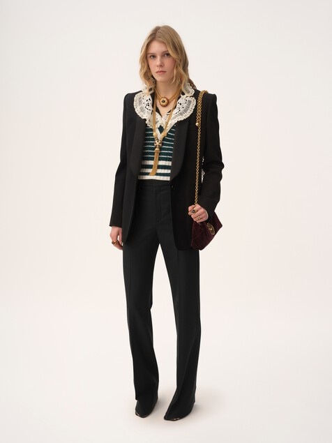 Boyish tailored pants in wool grain de poudre