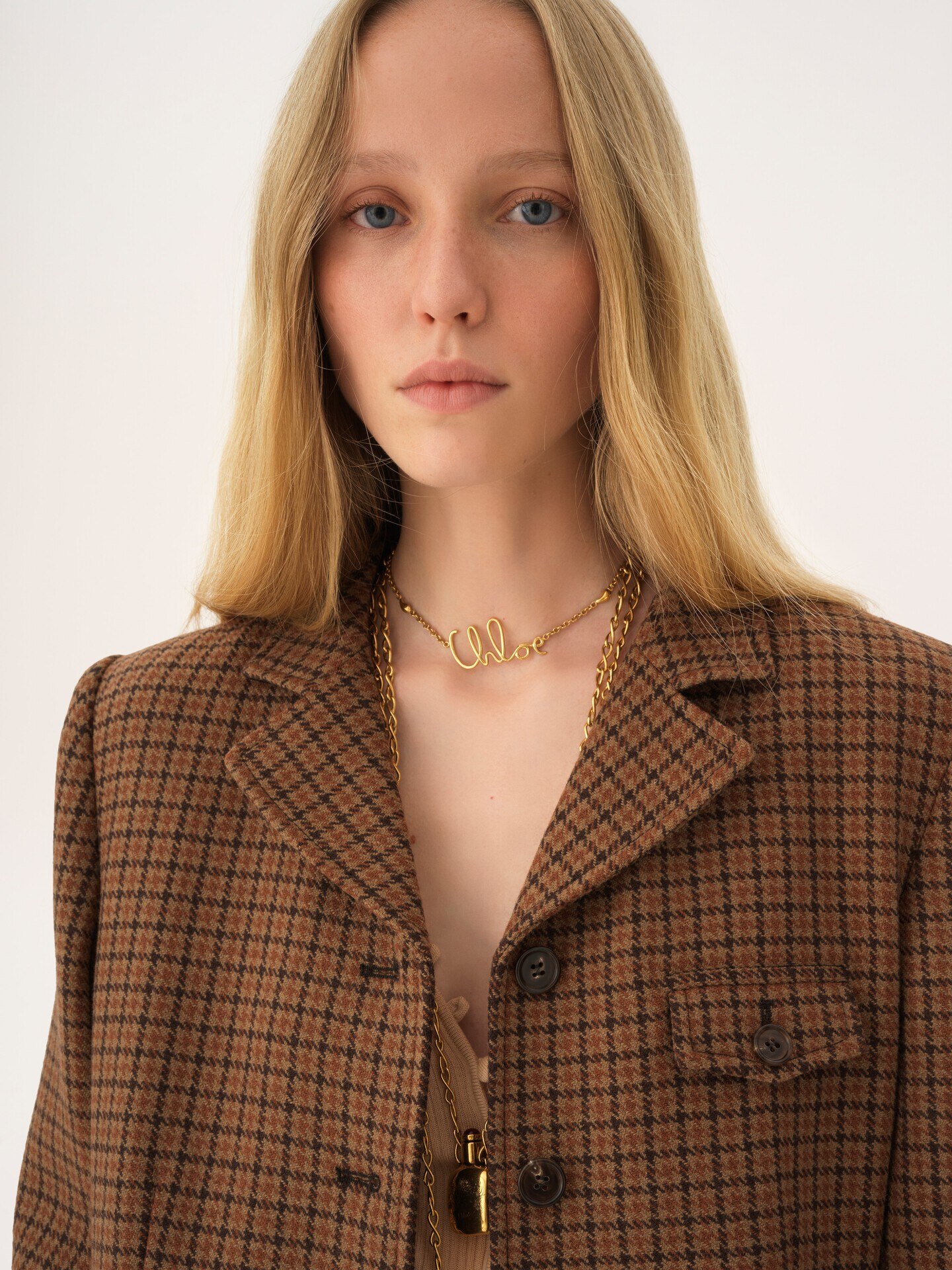 Riding coat in houndstooth wool - 7