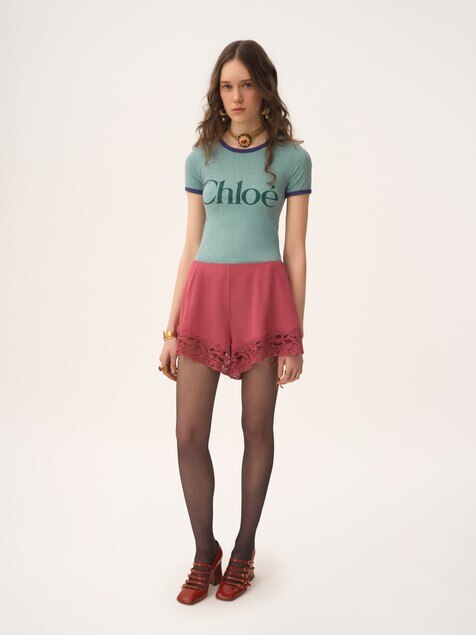 Fitted logo T-shirt in cotton-mix jersey