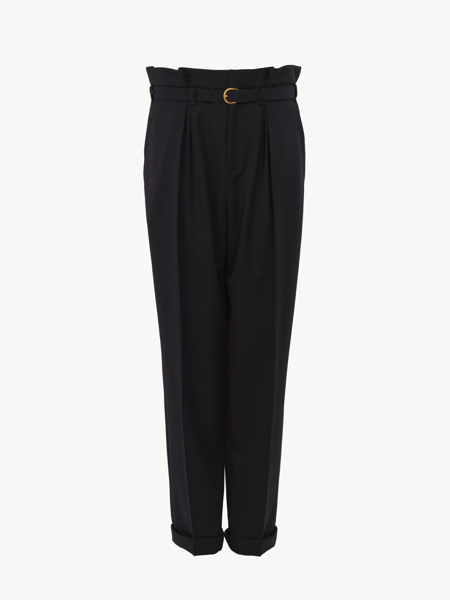 High-rise wide-leg trousers in wool grain de poudre - 2