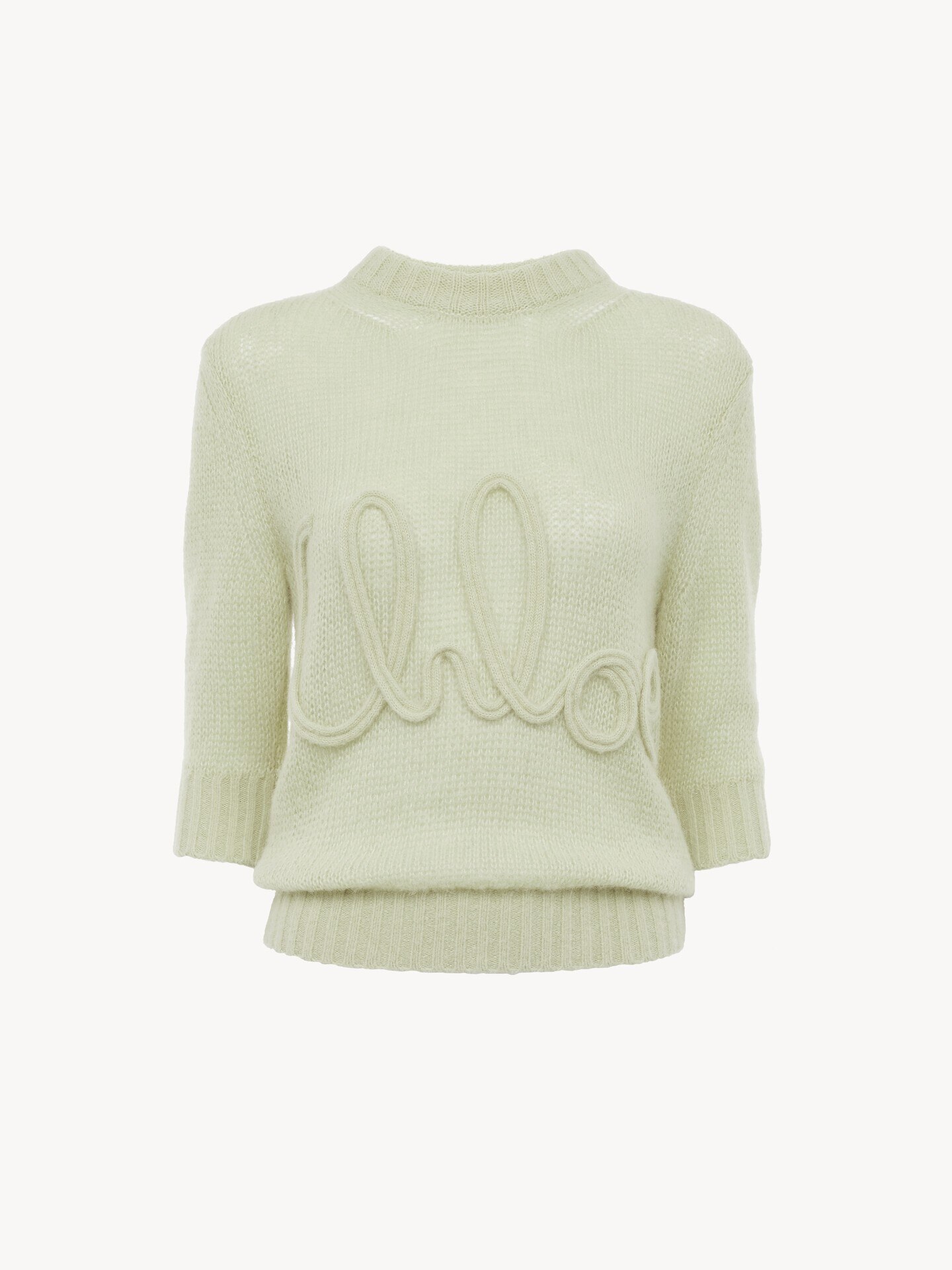 Elbow-sleeve logo jumper in alpaca wool & silk knit - 1
