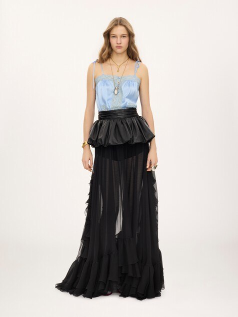Peplum belt in leather