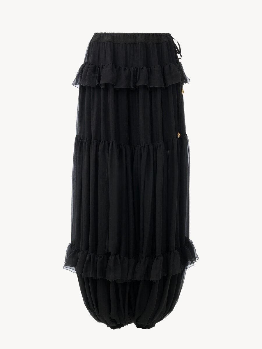 Fluid pleated pants in silk mousseline - 1