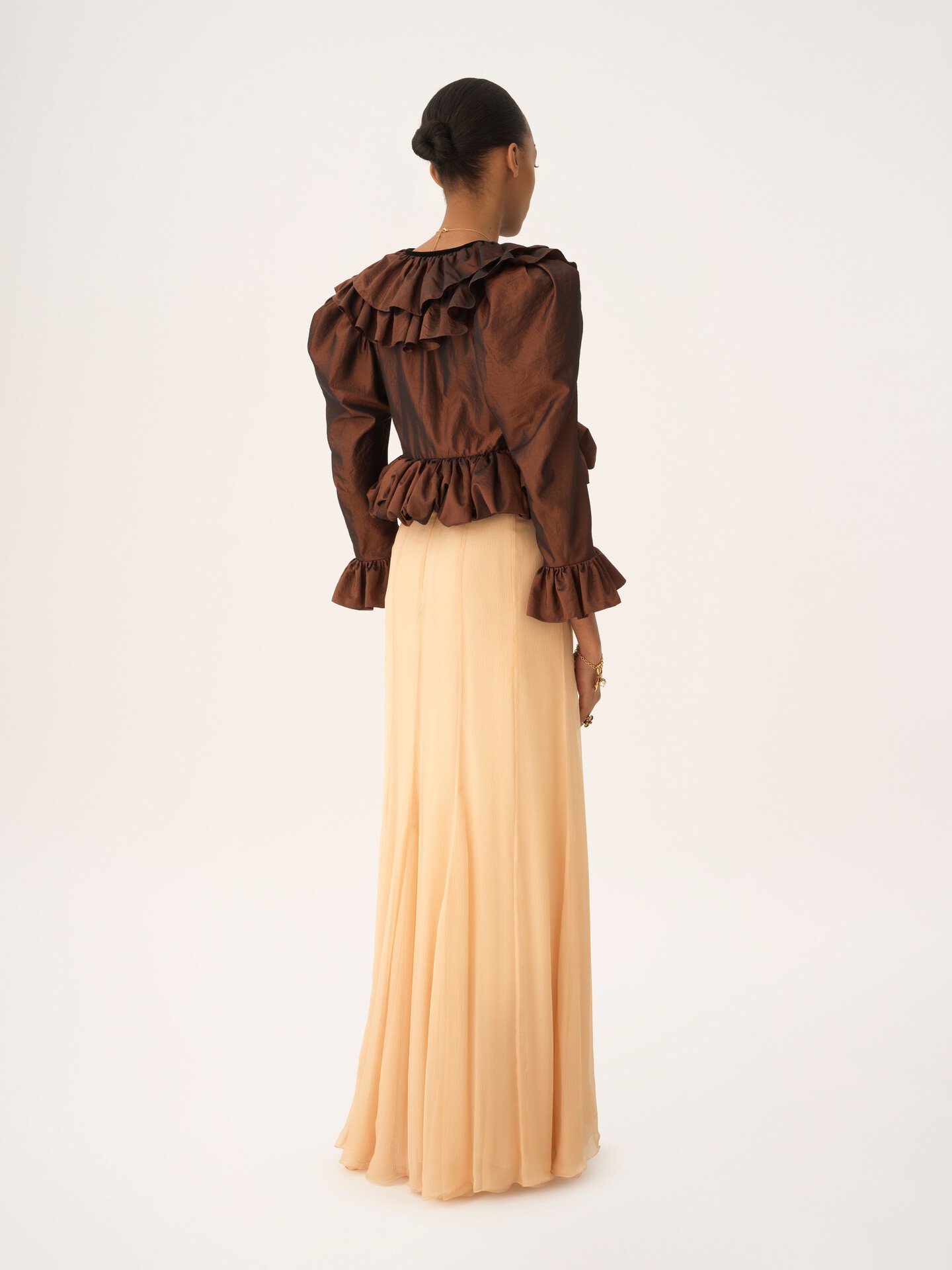 Fluid maxi skirt in silk mousseline - 7