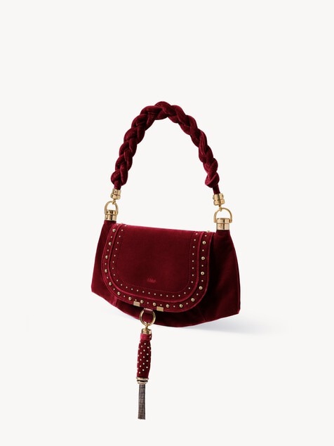 Small Marcie Foulard hobo bag in velvet with studs